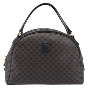 Celine Top Handle Leather Black Pvc Handbag